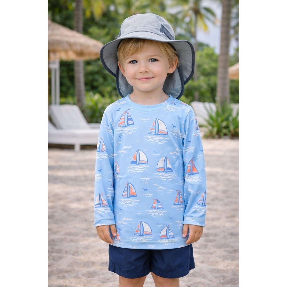 SUNDAY AFTERNOONS Kids Boys Sun‎ Hat 3-6Y MEDIUM Wide Brim Gray UV Protection